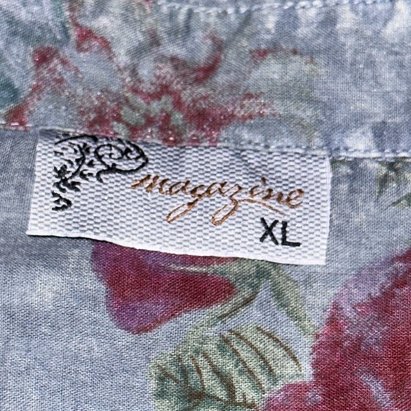 Magazine floral print embroidered lightweight button down shirt - Picture 8 of 10